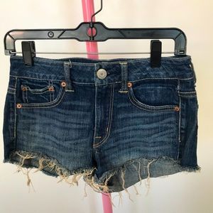 American Eagle Distressed Hem Blue Denim Shorts Size 2